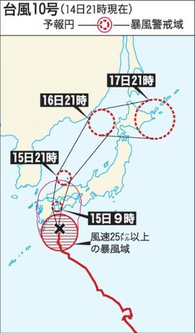 第10号台风登陆日本 西日本地区交通停运